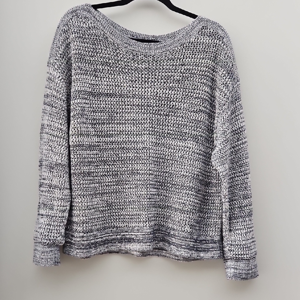 Old Navy Blue and White Open Knit Sweater